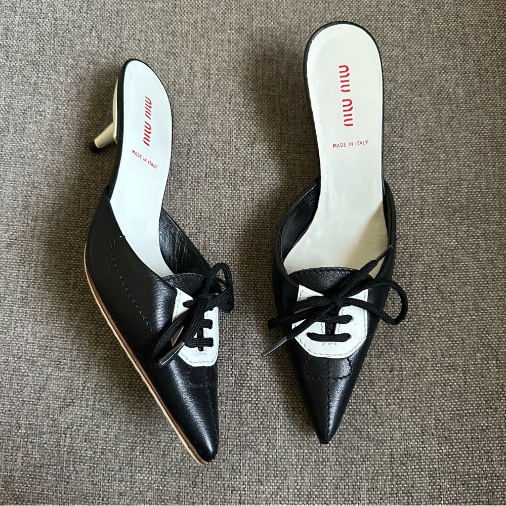 Vintage Miu Miu sporty lace up mule heels